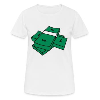 billets de banque - T-shirt respirant Femme - blanc - Devant - AI Model Female 172 dark (172cm)
