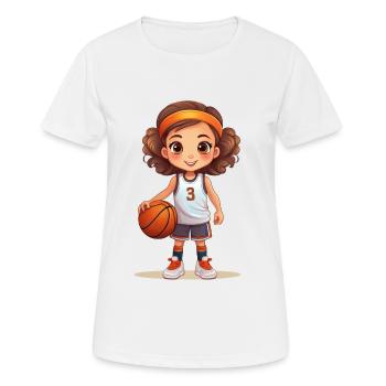 Joueur de basket-ball avec un ballon de basket à la main - T-shirt respirant Femme - blanc - Devant - AI Model Female 172 dark (172cm)