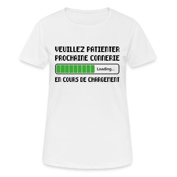 Prochaine Connerie Cadeau Humour Personnalisé - T-shirt respirant Femme - blanc - Devant - AI Model Female 172 dark (172cm)