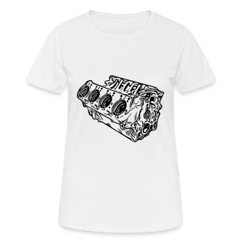 Bloc moteur Cylindre Cylindre Voiture Ventilateur de déplacement - T-shirt respirant Femme - blanc - Devant - AI Model Female 172 dark (172cm)