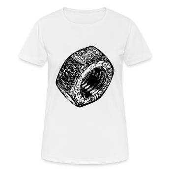 Surface sombre de l’écrou à vis - T-shirt respirant Femme - blanc - Devant - AI Model Female 172 dark (172cm)