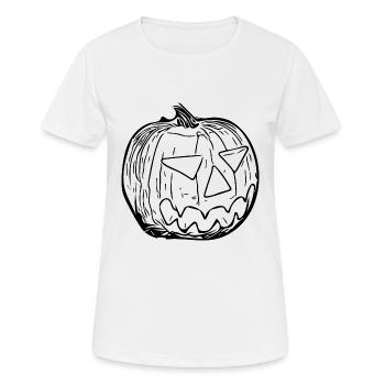 Unheimlicher gruseliger Kürbis Kopf - Frauen T-Shirt atmungsaktiv - Weiß - Vorne - AI Model Female 172 dark (172cm)
