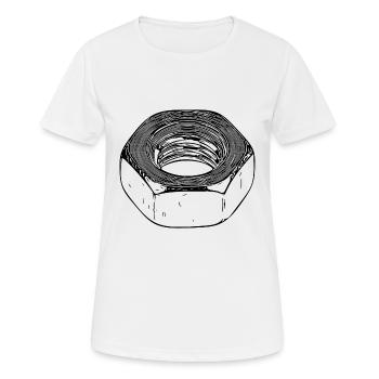 Écrou à vis avec surface vintage - T-shirt respirant Femme - blanc - Devant - AI Model Female 172 dark (172cm)