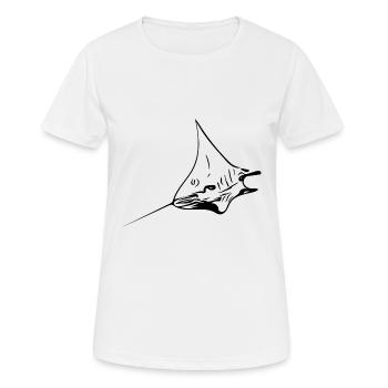 Eleganter Mantarochen im Flug - Frauen T-Shirt atmungsaktiv - Weiß - Vorne - AI Model Female 172 dark (172cm)