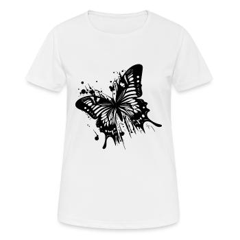 Eleganter Vintage Tinte Schmetterling - Frauen T-Shirt atmungsaktiv - Weiß - Vorne - AI Model Female 172 dark (172cm)