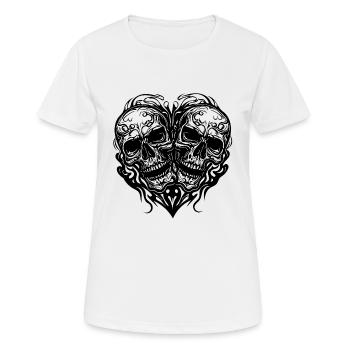 Deux crânes Coeur Tatouage Style Tribal - T-shirt respirant Femme - blanc - Devant - AI Model Female 172 dark (172cm)