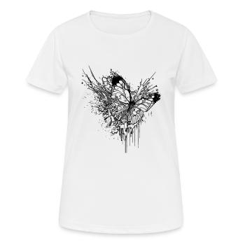 Elegant Butterfly Ink Splash Tattoo Style - Women's Breathable T-Shirt - white - Front - AI Model Female 172 dark (172cm)