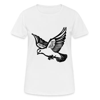 Pigeon volant sur de grandes ailes larges - T-shirt respirant Femme - blanc - Devant - AI Model Female 172 dark (172cm)