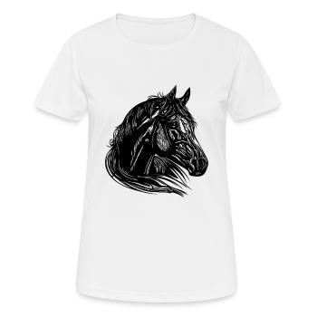 Juments Chevaux Portrait avec une crinière d’une beauté fantastique - T-shirt respirant Femme - blanc - Devant - AI Model Female 172 dark (172cm)