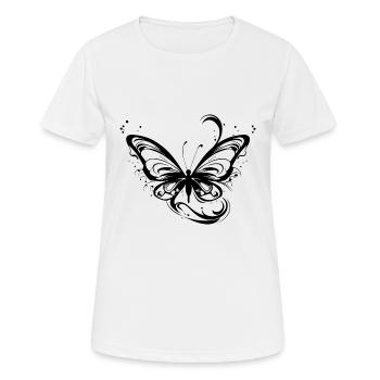 Pretty Tattoo Lines Style Butterfly - T-shirt respirant Femme - blanc - Devant - AI Model Female 172 dark (172cm)