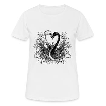 Elegante liebende Schwäne in Herzform - Frauen T-Shirt atmungsaktiv - Weiß - Vorne - AI Model Female 172 dark (172cm)