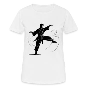 Compétition d’arts martiaux de karaté - T-shirt respirant Femme - blanc - Devant - AI Model Female 172 dark (172cm)