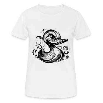 Drôle de canard souriant avec un énorme bec - T-shirt respirant Femme - blanc - Devant - AI Model Female 172 dark (172cm)