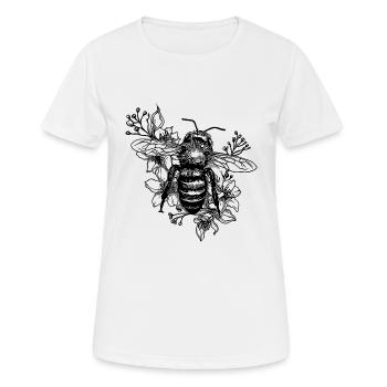 Fleissige Honigbiene auf einer Blumen Blüte - Frauen T-Shirt atmungsaktiv - Weiß - Vorne - AI Model Female 172 dark (172cm)