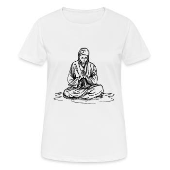 Jeune moine en méditation profonde - T-shirt respirant Femme - blanc - Devant - AI Model Female 172 dark (172cm)