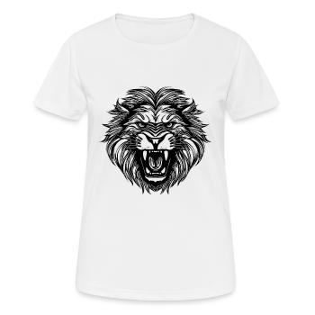 Wild Huge Lion Head Tattoo Style Mane - T-shirt respirant Femme - blanc - Devant - AI Model Female 172 dark (172cm)