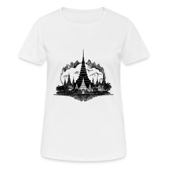 Exotischer Thailand Tempel Tattoo Style Erinnerung - Frauen T-Shirt atmungsaktiv - Weiß - Vorne - AI Model Female 172 dark (172cm)