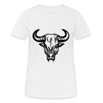 Wild bull with huge horns - Women's Breathable T-Shirt - white - Front - AI Model Female 172 dark (172cm)