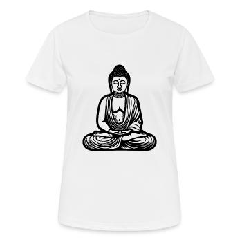 Deep meditation Buddha portrait spiritual nature - Women's Breathable T-Shirt - white - Front - AI Model Female 172 dark (172cm)