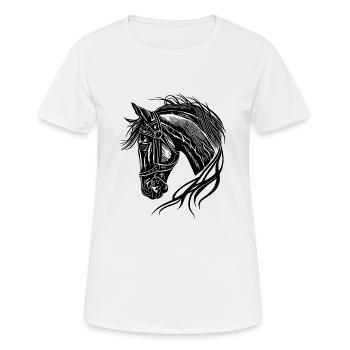 Bel étalon avec une élégante crinière ondulante - T-shirt respirant Femme - blanc - Devant - AI Model Female 172 dark (172cm)