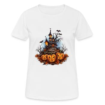 Halloween Pumpkin Bat Spell Maison hantée - T-shirt respirant Femme - blanc - Devant - AI Model Female 172 dark (172cm)
