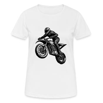 Machine de saut de route de terre de course de moto tout-terrain - T-shirt respirant Femme - blanc - Devant - AI Model Female 172 dark (172cm)