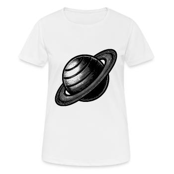 Planète aux anneaux Saturne avec système d’anneaux dans le système solaire - T-shirt respirant Femme - blanc - Devant - AI Model Female 172 dark (172cm)