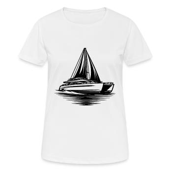 Schickes Doppelrumpf Segelboot Katamaran Segler - Frauen T-Shirt atmungsaktiv - Weiß - Vorne - AI Model Female 172 dark (172cm)