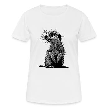 Putziges Erdmännchen mit Fell und Querstreife - Frauen T-Shirt atmungsaktiv - Weiß - Vorne - AI Model Female 172 dark (172cm)