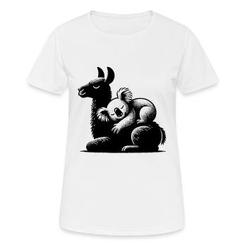 Sleeping koala on a sleeping llama - Women's Breathable T-Shirt - white - Front - AI Model Female 172 dark (172cm)