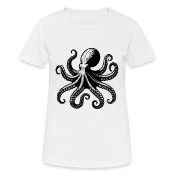 Großer Tintenfisch Oktopus mit acht Armen - Frauen T-Shirt atmungsaktiv - Weiß - Vorne - AI Model Female 172 dark (172cm)