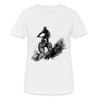 Radfahrer Schlamm Berg Abfahrt - Frauen T-Shirt atmungsaktiv - Weiß - Vorne - AI Model Female 172 dark (172cm)