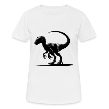 Gefährlicher Dino Velociraptor Dinosaurier - Frauen T-Shirt atmungsaktiv - Weiß - Vorne - AI Model Female 172 dark (172cm)