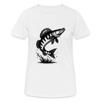 Gros poisson sauteur de sandre - T-shirt respirant Femme - blanc - Devant - AI Model Female 172 dark (172cm)