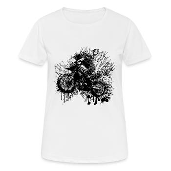Rennsport Motorrad Geländefahrt Splash Style - Frauen T-Shirt atmungsaktiv - Weiß - Vorne - AI Model Female 172 dark (172cm)