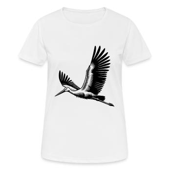Fliegender Storch auf breiten Schwingen - Frauen T-Shirt atmungsaktiv - Weiß - Vorne - AI Model Female 172 dark (172cm)