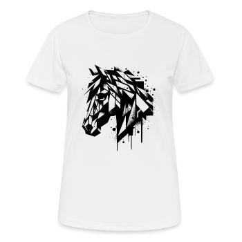 Portrait géométrique de tête de cheval Vintage - T-shirt respirant Femme - blanc - Devant - AI Model Female 172 dark (172cm)