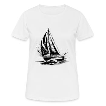 Schickes Segelboot unter Segel Splash Wellengang - Frauen T-Shirt atmungsaktiv - Weiß - Vorne - AI Model Female 172 dark (172cm)