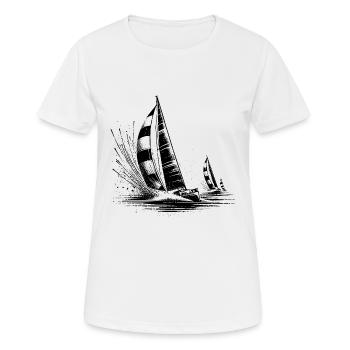 Des voiliers de régate dans le vent et les vagues - T-shirt respirant Femme - blanc - Devant - AI Model Female 172 dark (172cm)