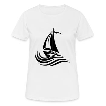 Segelboot bei starkem Wellengang bei rauher See - Frauen T-Shirt atmungsaktiv - Weiß - Vorne - AI Model Female 172 dark (172cm)