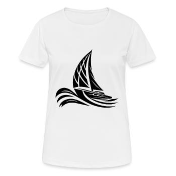 Sportliches Segelboot bei schwerem Wellengang - Frauen T-Shirt atmungsaktiv - Weiß - Vorne - AI Model Female 172 dark (172cm)