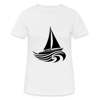 Segelyacht bei schwerem Wellengang - Frauen T-Shirt atmungsaktiv - Weiß - Vorne - AI Model Female 172 dark (172cm)