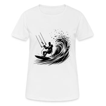 Kite-Surfing Sport with Board - Surfing in the Sky - Women's Breathable T-Shirt - white - Front - AI Model Female 172 dark (172cm)