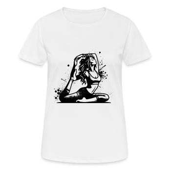 Étudiant en yoga en exercice de concentration profonde - T-shirt respirant Femme - blanc - Devant - AI Model Female 172 dark (172cm)