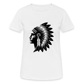 Kraftvoller Krieger mit prächtigem Kopfschmuck - Frauen T-Shirt atmungsaktiv - Weiß - Vorne - AI Model Female 172 dark (172cm)