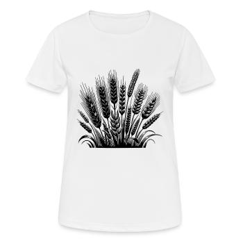 Getreidesorte Weizen und Roggen Ähren - Frauen T-Shirt atmungsaktiv - Weiß - Vorne - AI Model Female 172 dark (172cm)