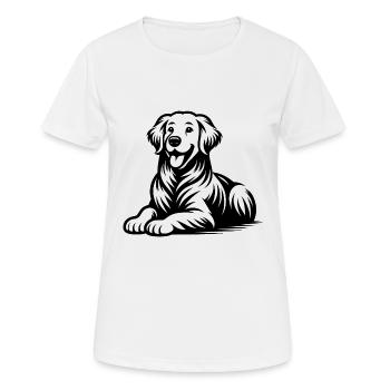 Vierbeiner Hunde Golden Retriever Porträt - Frauen T-Shirt atmungsaktiv - Weiß - Vorne - AI Model Female 172 dark (172cm)