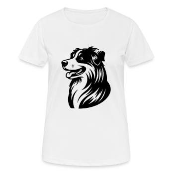 Knuffiger Australian Shepherd Hund Vierbeiner - Frauen T-Shirt atmungsaktiv - Weiß - Vorne - AI Model Female 172 dark (172cm)
