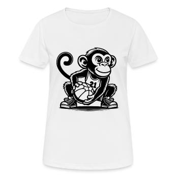 Sportlicher Affe mit Basketball - Frauen T-Shirt atmungsaktiv - Weiß - Vorne - AI Model Female 172 dark (172cm)