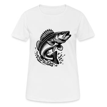 Poisson sandre sauteur - T-shirt respirant Femme - blanc - Devant - AI Model Female 172 dark (172cm)